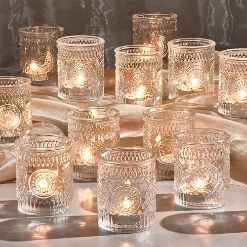 Hlukana 30 Pack Clear Glass Votive Candle Holders, Vintage Candle