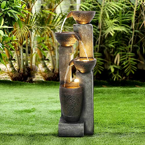 4-Tier Pots Outdoor Garden Water Fountain