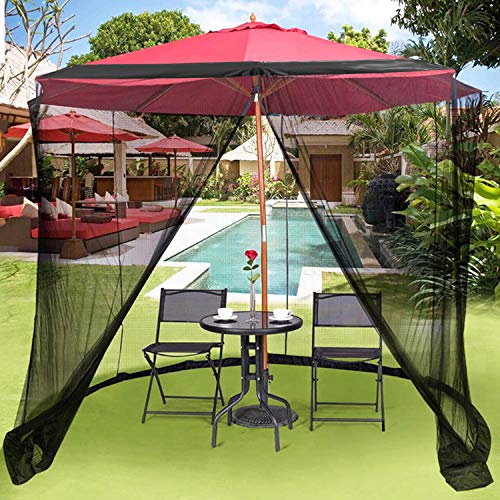 OUTDOOR WIND Outdoor 9FT Patio Umbrella Table Cover Mosquito Polyester Netting Screen,Black