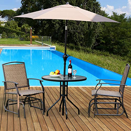 Giantex Swing Glider Chair Outdoor Furniture W/Study Metal Frame, Single Glider Patio Chair for Garden, Porch, Backyard, Poolside, Lawn Rocking Chair (2)