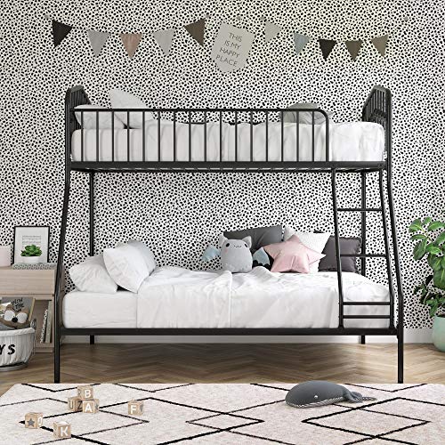 Novogratz Bushwick Metal Bunk Bed, Kid's Bedroom Furniture, Twin/Full, Black