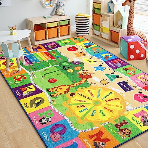 Chicrug Educational 4x6 Kids Area Rug for Playroom, TPR Non