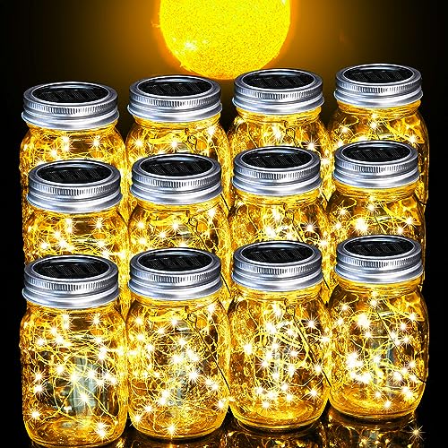 Cooo 12 Pack Crystal Glass Solar Lanterns Outdoor Waterproof 30LED