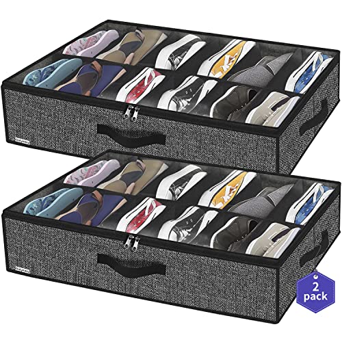 Onlyeasy Sturdy Under Bed Shoe Storage Organizer, Set of 2,