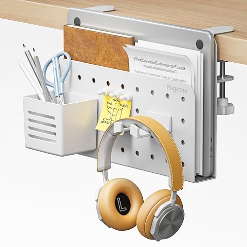 Desk Side Storage Organizer, No Drill Under Desk Laptop Holder,