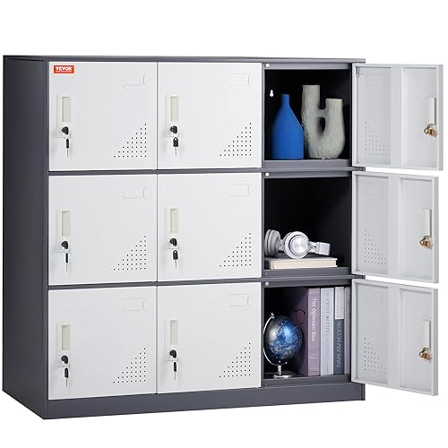 VEVOR Metal Locker for Employees, 9 Doors Storage Cabinet with