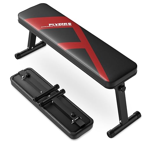 FLYBIRD Flat Bench, Foldable Flat Weight Bench Easy Assembly for