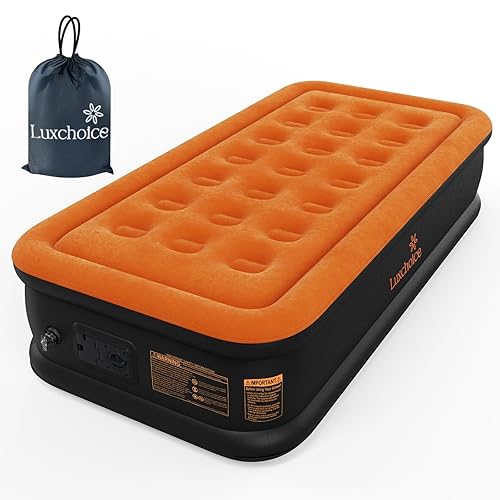 Inflatable Mattress with Built-in Pump Twin Camping Air Mattress Quick