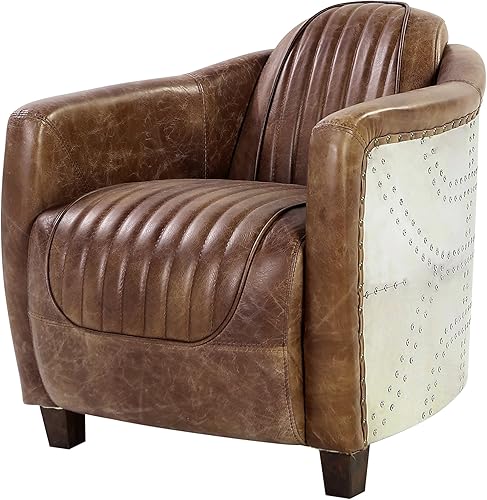 Acme Brancaster Chair in Retro Brown Top Grain Leather and