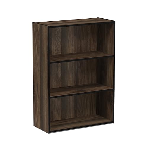 Furinno Pasir 3-Tier Open Shelf Bookcase, Columbia Walnut