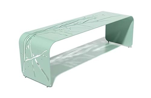 mint green metal bench