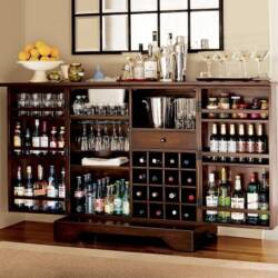 bar with glass and bottle storage