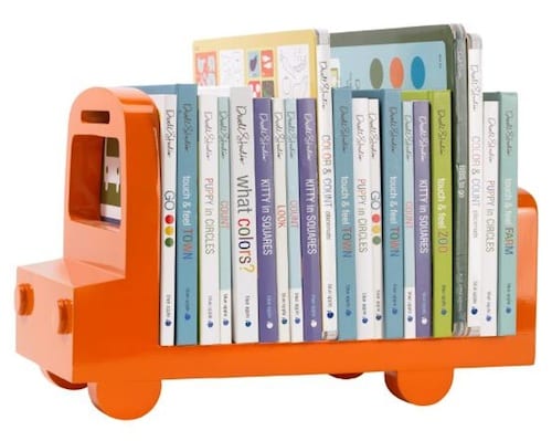 Cute Orange Bus Shaped Bookshelf For Children