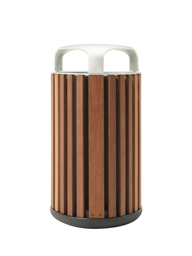 decorative outdoor trash can wood aluminum construction