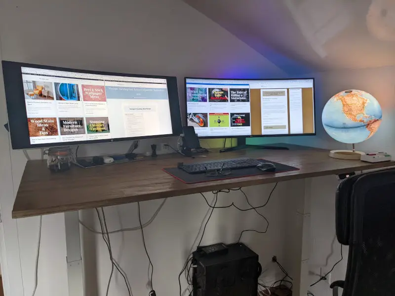 Underside of desk view