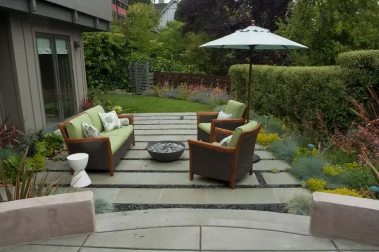 grey and black stone patio