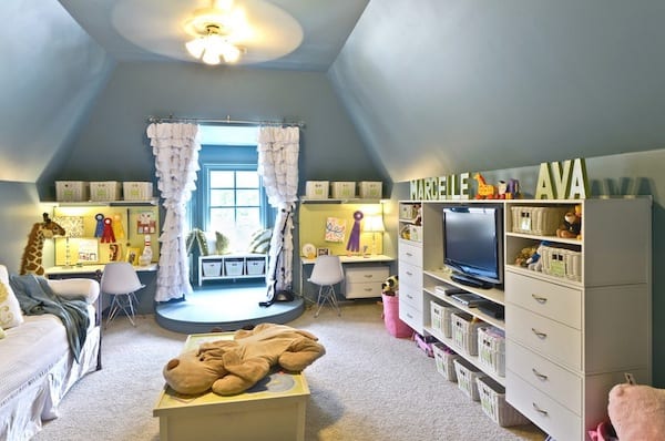 kids organized shelves bedroom