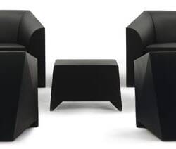 MARIO BELLINI MB1 MOULDED PLASTIC CHAIR AND POUF