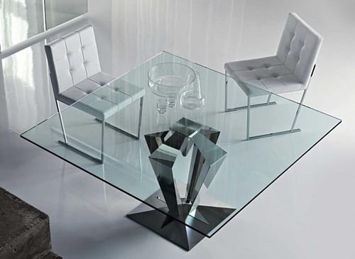 square glass dining table