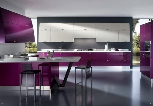 purple kitchen cabinets