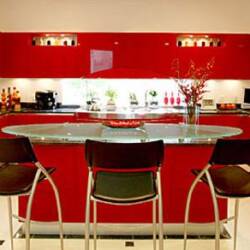 red kitchen cabinets design