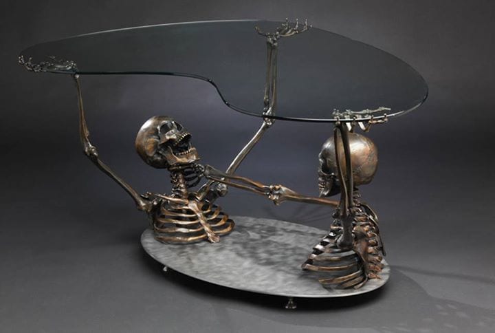 skeleton bronze coffee table