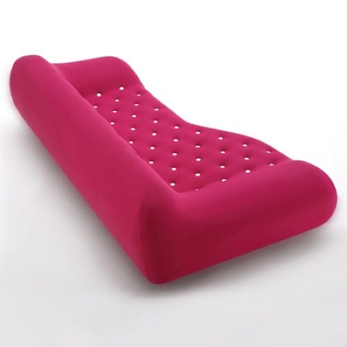 hot pink tufted sofa