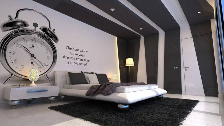 Huge Wall Clock in a Bedroom